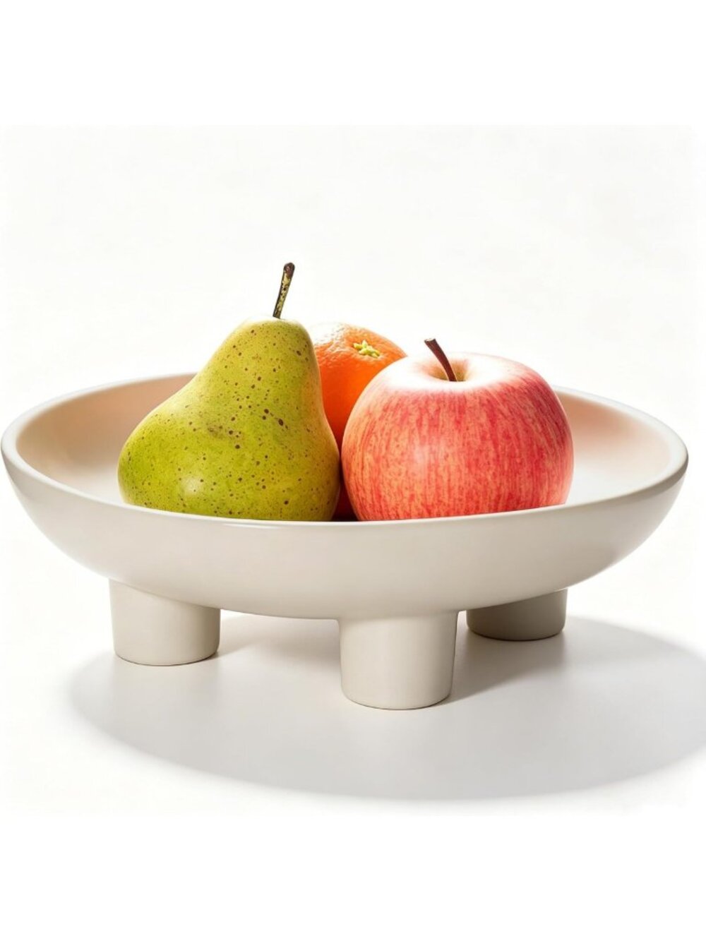 10" Matte Cream Ceramic Fruit Bowl - Large Kitchen Counter Basket, Stylish Decor